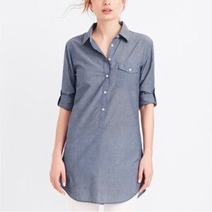 J. Crew Chambray Button-Up Tunic Shirt